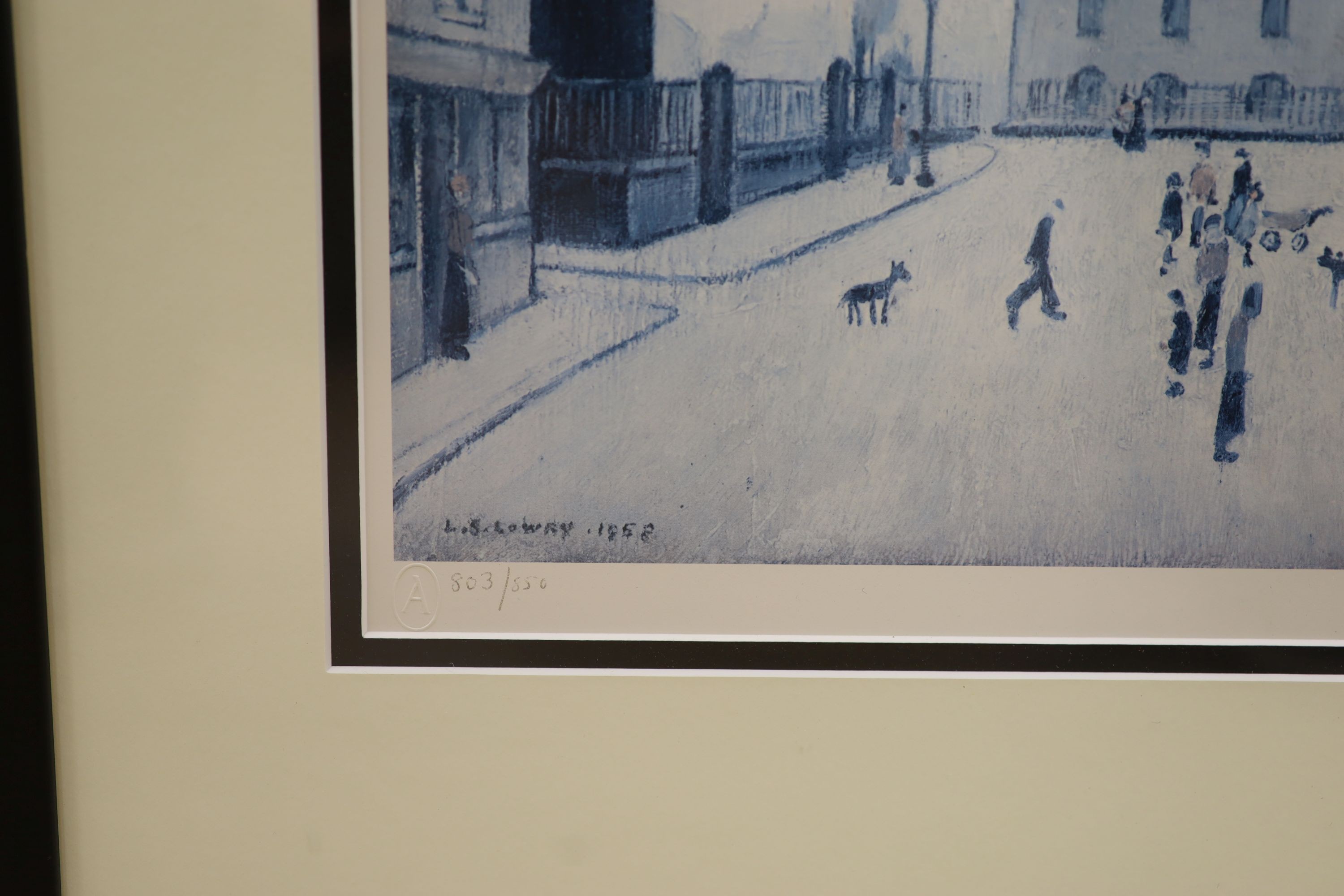Lawerence Stephen Lowry, limited edition print, 'The Old Town Hall, Middlesbrough', 803/850, 39 x 29cm